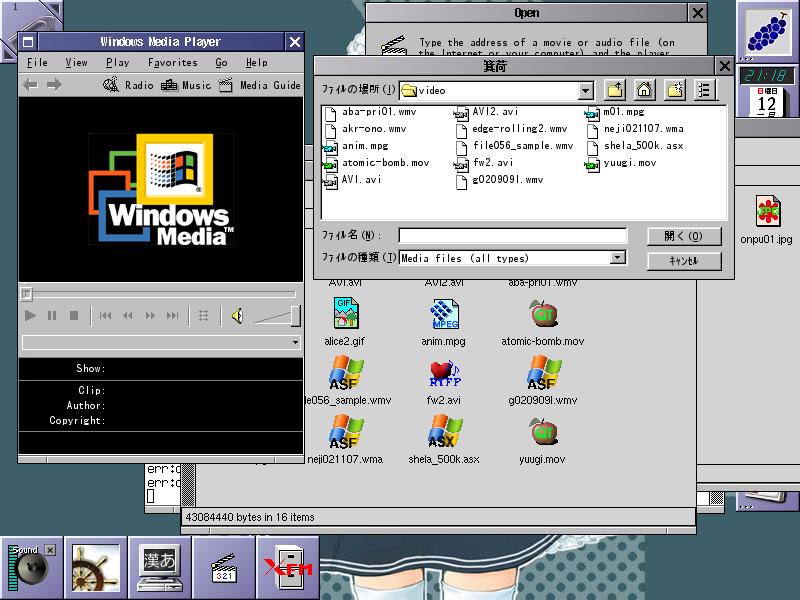 screen shot of Media Player on WINE